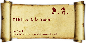 Mikita Nándor névjegykártya